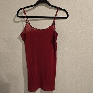 Vintage Hanky Panky Red Sheer Nylon Slip Cami Dress - Large (L)
